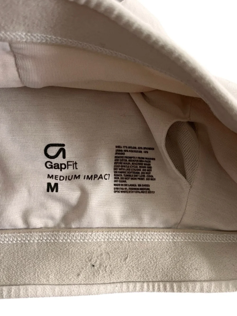 Gapfit White Sports Bra Size M Women